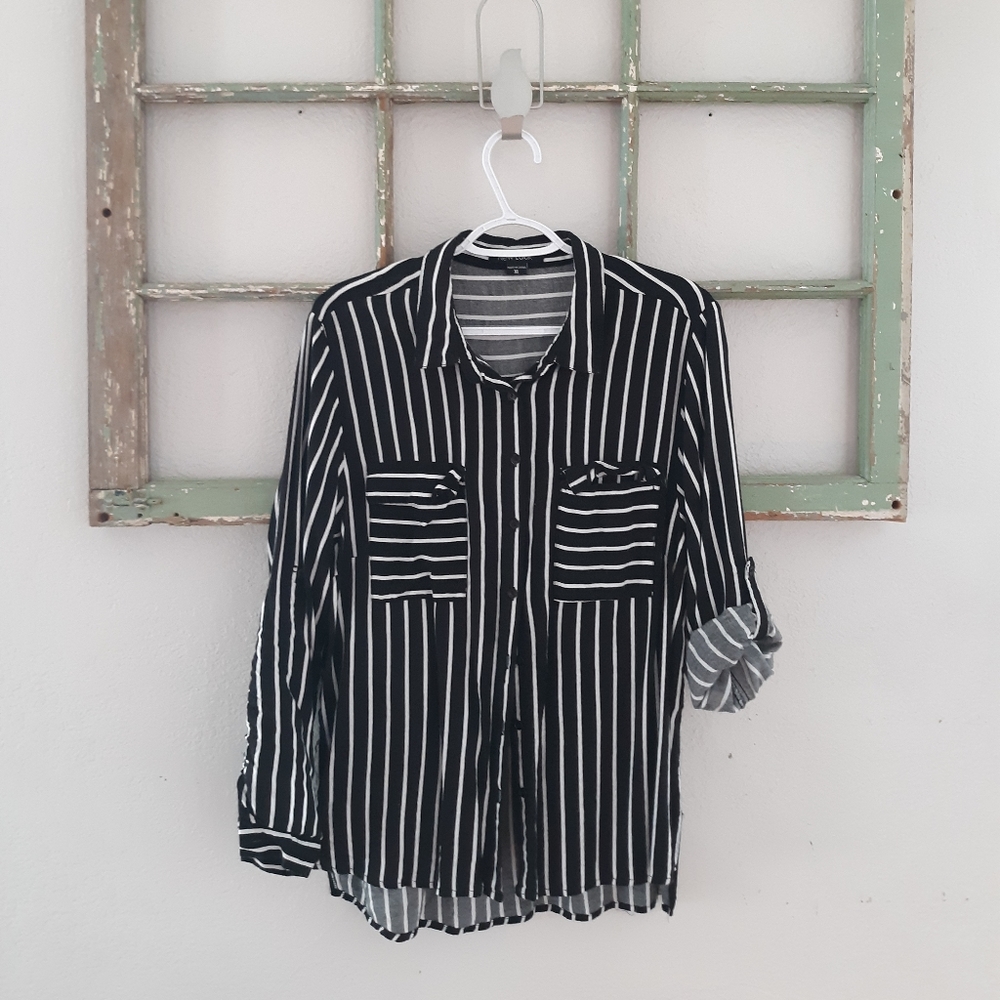 Black & White Stripe Button Down